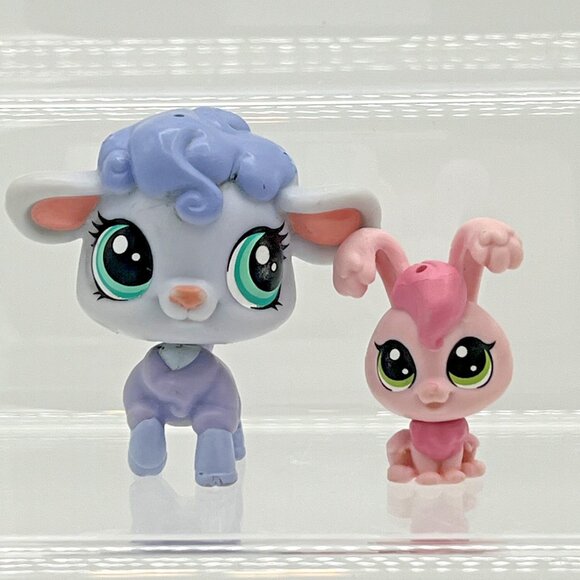 Hasbro Littlest Pet Shop #190 Livvy Lambton Lamb #191 Rosalina Angora Rabbit LPS - Picture 1 of 9
